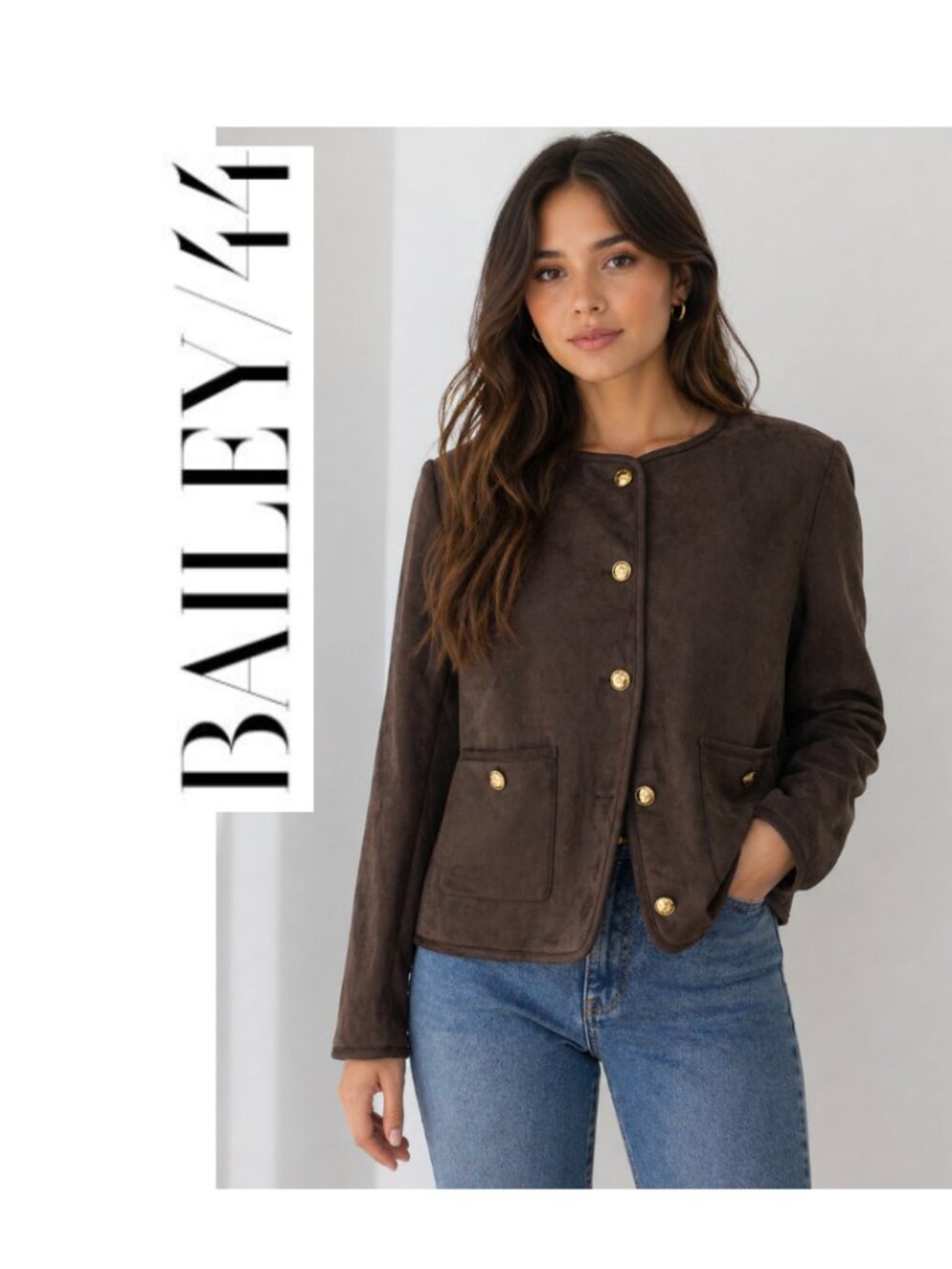 NWT Bailey 44 "Suede" button up brown blazer jacket (Size S)